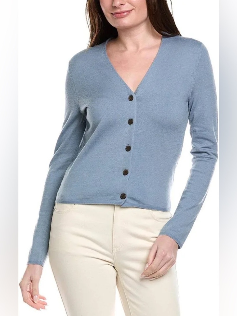 Vince‎ Slim Button Wool-Blend Cardigan Blue Size M